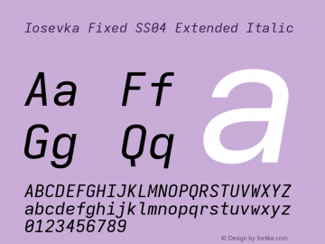 Iosevka Fixed SS04 Extended Italic Version 5.0.8; ttfautohint (v1.8.3)图片样张