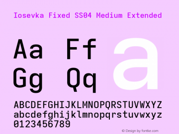 Iosevka Fixed SS04 Medium Extended Version 5.0.8; ttfautohint (v1.8.3) Font Sample