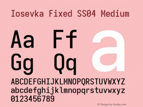 Iosevka Fixed SS04 Medium Version 5.0.8; ttfautohint (v1.8.3) Font Sample