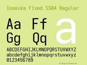 Iosevka Fixed SS04 Version 5.0.8; ttfautohint (v1.8.3) Font Sample