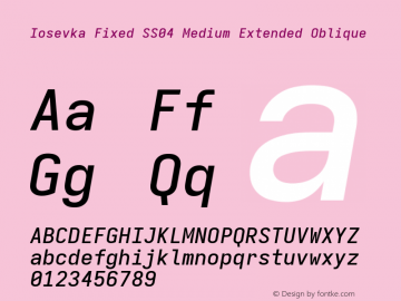 Iosevka Fixed SS04 Medium Extended Oblique Version 5.0.8; ttfautohint (v1.8.3)图片样张