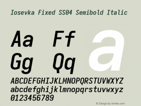 Iosevka Fixed SS04 Semibold Italic Version 5.0.8; ttfautohint (v1.8.3) Font Sample