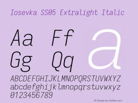 Iosevka SS05 Extralight Italic Version 5.0.8; ttfautohint (v1.8.3) Font Sample