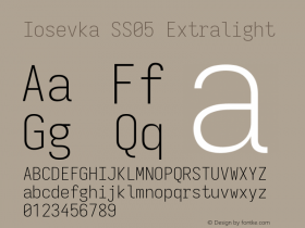 Iosevka SS05 Extralight Version 5.0.8; ttfautohint (v1.8.3) Font Sample