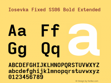 Iosevka Fixed SS06 Bold Extended Version 5.0.8; ttfautohint (v1.8.3) Font Sample