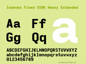 Iosevka Fixed SS06 Heavy Extended Version 5.0.8; ttfautohint (v1.8.3) Font Sample