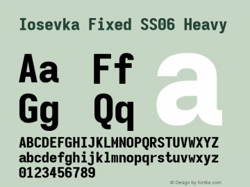Iosevka Fixed SS06 Heavy Version 5.0.8; ttfautohint (v1.8.3) Font Sample