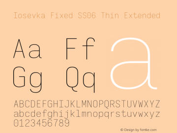 Iosevka Fixed SS06 Thin Extended Version 5.0.8; ttfautohint (v1.8.3) Font Sample