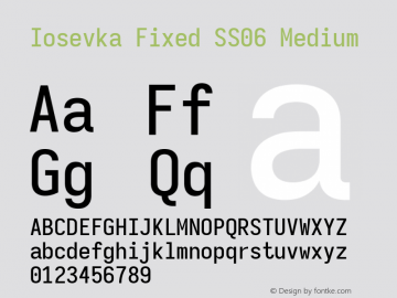 Iosevka Fixed SS06 Medium Version 5.0.8; ttfautohint (v1.8.3) Font Sample