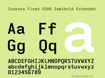 Iosevka Fixed SS06 Semibold Extended Version 5.0.8; ttfautohint (v1.8.3) Font Sample
