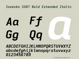 Iosevka SS07 Bold Extended Italic Version 5.0.8; ttfautohint (v1.8.3)图片样张