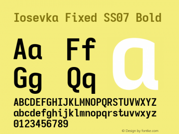 Iosevka Fixed SS07 Bold Version 5.0.8; ttfautohint (v1.8.3) Font Sample