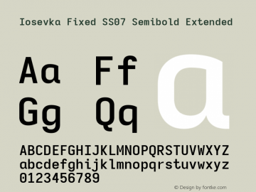 Iosevka Fixed SS07 Semibold Extended Version 5.0.8; ttfautohint (v1.8.3) Font Sample