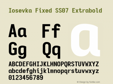 Iosevka Fixed SS07 Extrabold Version 5.0.8; ttfautohint (v1.8.3) Font Sample