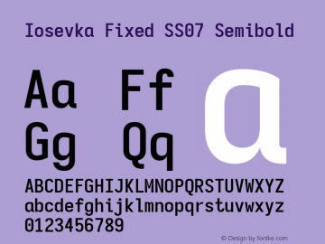 Iosevka Fixed SS07 Semibold Version 5.0.8; ttfautohint (v1.8.3) Font Sample