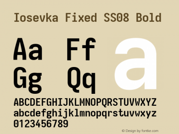 Iosevka Fixed SS08 Bold Version 5.0.8; ttfautohint (v1.8.3) Font Sample