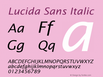 Lucida Sans Italic Version 001.001 Font Sample