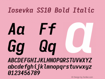 Iosevka SS10 Bold Italic Version 5.0.8; ttfautohint (v1.8.3)图片样张