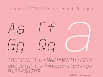 Iosevka SS10 Thin Extended Oblique Version 5.0.8; ttfautohint (v1.8.3)图片样张