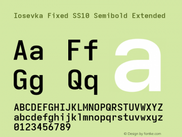 Iosevka Fixed SS10 Semibold Extended Version 5.0.8; ttfautohint (v1.8.3) Font Sample