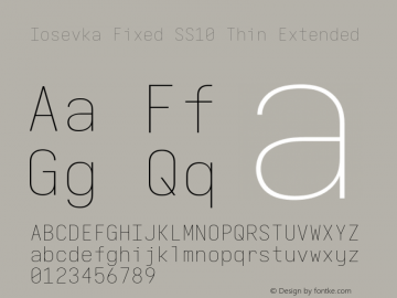 Iosevka Fixed SS10 Thin Extended Version 5.0.8; ttfautohint (v1.8.3) Font Sample