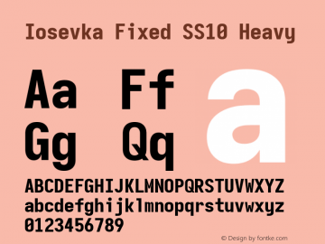Iosevka Fixed SS10 Heavy Version 5.0.8; ttfautohint (v1.8.3) Font Sample