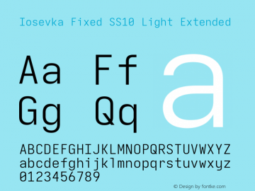 Iosevka Fixed SS10 Light Extended Version 5.0.8; ttfautohint (v1.8.3) Font Sample