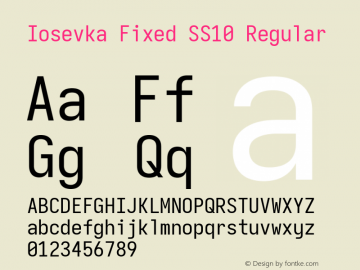 Iosevka Fixed SS10 Version 5.0.8; ttfautohint (v1.8.3) Font Sample