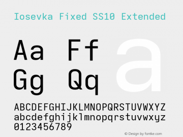 Iosevka Fixed SS10 Extended Version 5.0.8; ttfautohint (v1.8.3) Font Sample