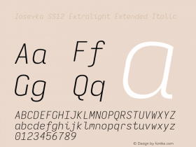 Iosevka SS12 Extralight Extended Italic Version 5.0.8; ttfautohint (v1.8.3)图片样张
