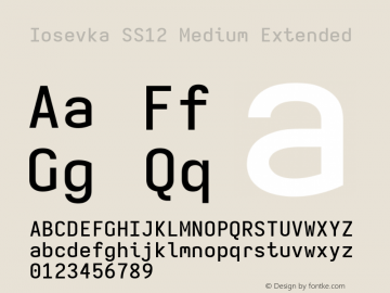 Iosevka SS12 Medium Extended Version 5.0.8; ttfautohint (v1.8.3) Font Sample