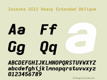 Iosevka SS12 Heavy Extended Oblique Version 5.0.8; ttfautohint (v1.8.3) Font Sample