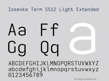 Iosevka Term SS12 Light Extended Version 5.0.8; ttfautohint (v1.8.3) Font Sample