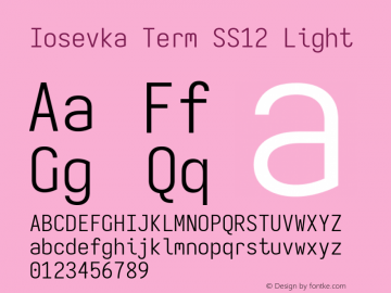 Iosevka Term SS12 Light Version 5.0.8; ttfautohint (v1.8.3) Font Sample
