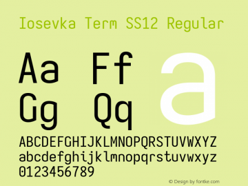 Iosevka Term SS12 Version 5.0.8; ttfautohint (v1.8.3) Font Sample