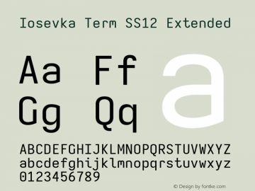 Iosevka Term SS12 Extended Version 5.0.8; ttfautohint (v1.8.3) Font Sample