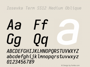 Iosevka Term SS12 Medium Oblique Version 5.0.8; ttfautohint (v1.8.3) Font Sample