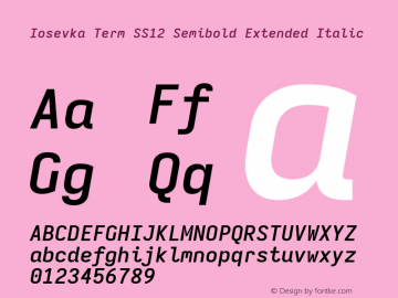 Iosevka Term SS12 Semibold Extended Italic Version 5.0.8; ttfautohint (v1.8.3) Font Sample