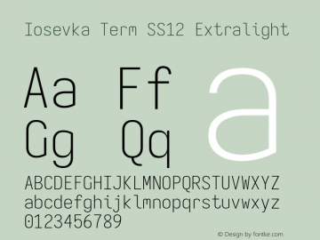 Iosevka Term SS12 Extralight Version 5.0.8; ttfautohint (v1.8.3) Font Sample