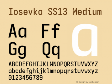 Iosevka SS13 Medium Version 5.0.8; ttfautohint (v1.8.3)图片样张