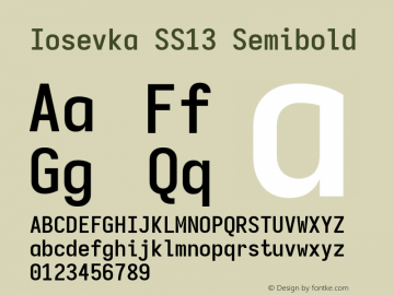 Iosevka SS13 Semibold Version 5.0.8; ttfautohint (v1.8.3) Font Sample