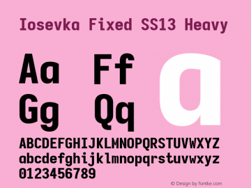 Iosevka Fixed SS13 Heavy Version 5.0.8; ttfautohint (v1.8.3) Font Sample