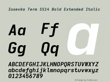 Iosevka Term SS14 Bold Extended Italic Version 5.0.8; ttfautohint (v1.8.3)图片样张