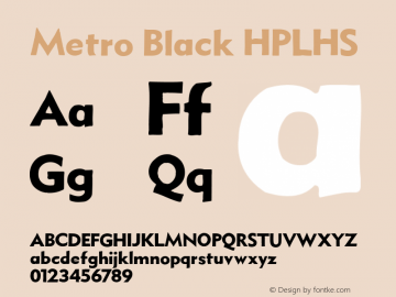 Metro Black HPLHS Macromedia Fontographer 4.1.4 10/9/02图片样张