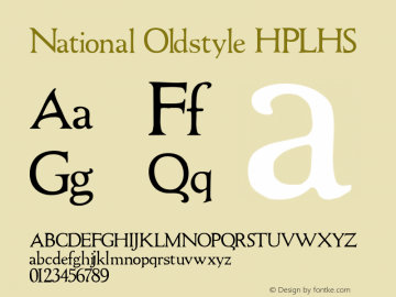 National Oldstyle HPLHS Macromedia Fontographer 4.1.4 10/9/02 Font Sample