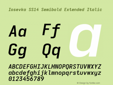 Iosevka SS14 Semibold Extended Italic Version 5.0.8; ttfautohint (v1.8.3)图片样张