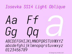 Iosevka SS14 Light Oblique Version 5.0.8; ttfautohint (v1.8.3)图片样张