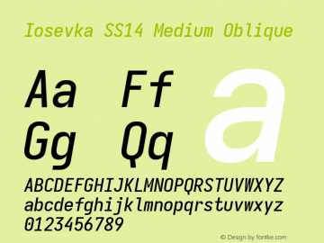 Iosevka SS14 Medium Oblique Version 5.0.8; ttfautohint (v1.8.3) Font Sample