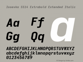 Iosevka SS14 Extrabold Extended Italic Version 5.0.8; ttfautohint (v1.8.3)图片样张