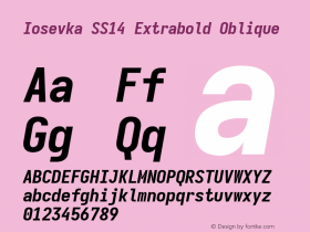 Iosevka SS14 Extrabold Oblique Version 5.0.8; ttfautohint (v1.8.3)图片样张